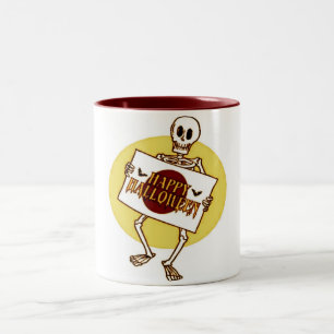 Scary Halloween Skeleton Two-Tone Coffee Mug