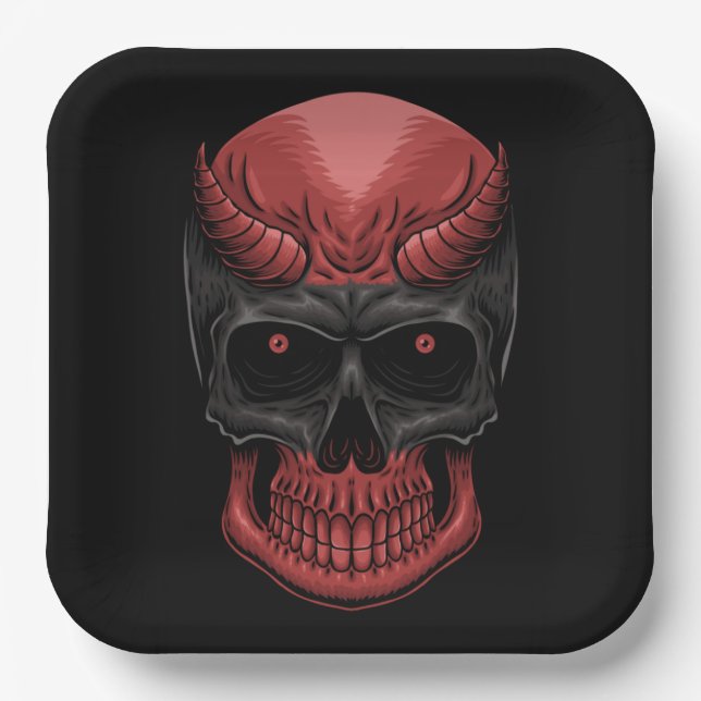 Scary Halloween Skull   Paper Plate (Front)