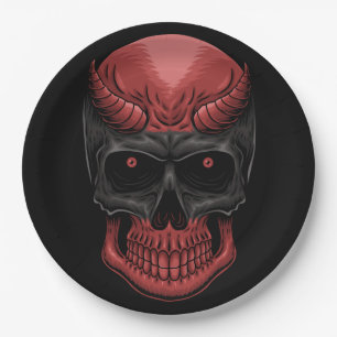Scary Halloween Skull Paper Plate