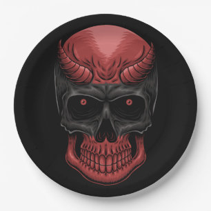 Scary Halloween Skull Paper Plate