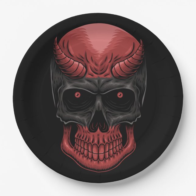 Scary Halloween Skull   Paper Plate (Front)