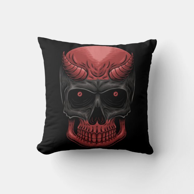 Scary Halloween Skull  Throw Pillow (Front)
