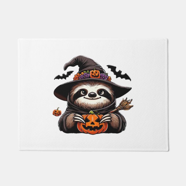 Scary Halloween Sloth Witch Hat Costume Spooky Sea Doormat (Front)