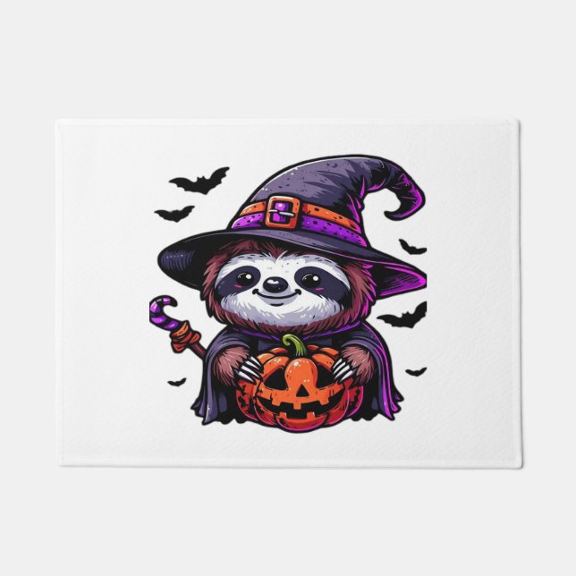Scary Halloween Sloth Witch Hat Costume Spooky Sea Doormat (Front)