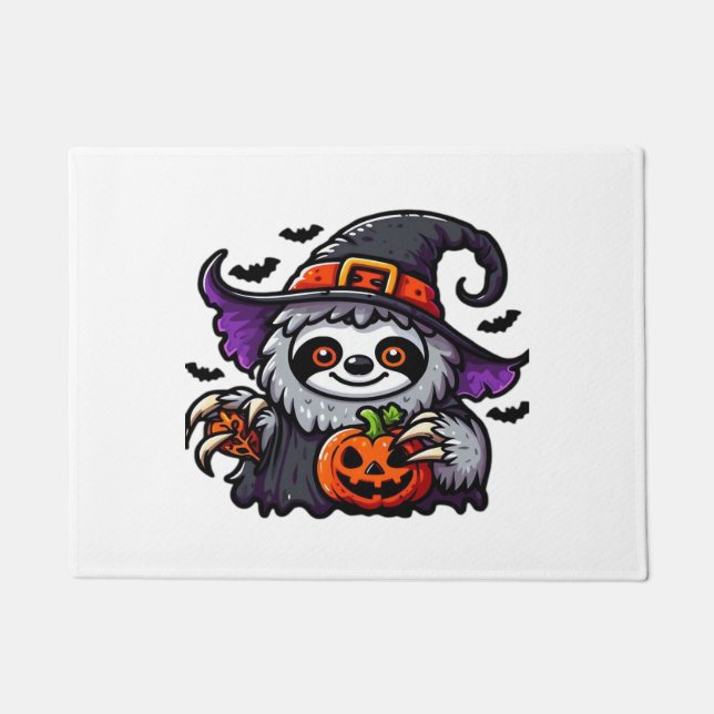 Scary Halloween Sloth Witch Hat Costume Spooky Sea Doormat (Front)