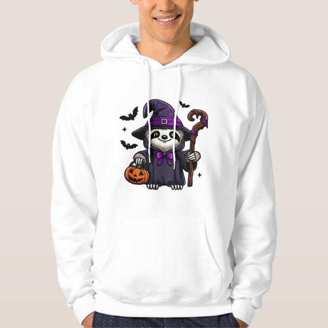 Scary Halloween Sloth Witch Hat Costume Spooky Sea Hoodie (Front)