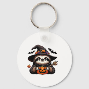 Scary Halloween Sloth Witch Hat Costume Spooky Sea Keychain