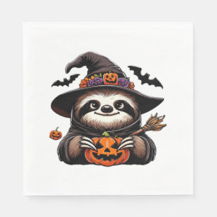 Scary Halloween Sloth Witch Hat Costume Spooky Sea Napkin