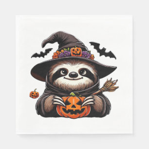 Scary Halloween Sloth Witch Hat Costume Spooky Sea Napkin