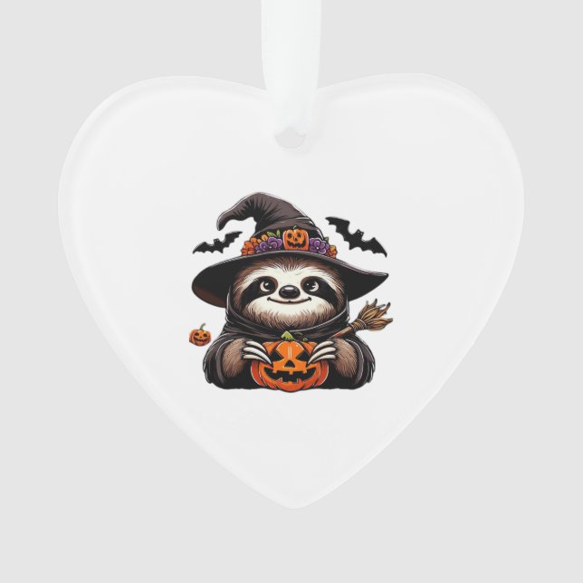 Scary Halloween Sloth Witch Hat Costume Spooky Sea Ornament (Front)