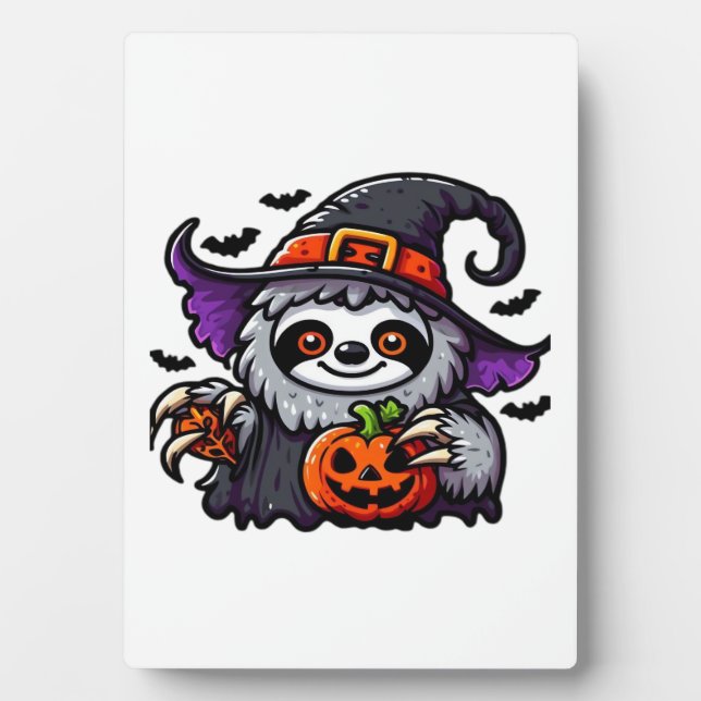 Scary Halloween Sloth Witch Hat Costume Spooky Sea Plaque (Front)