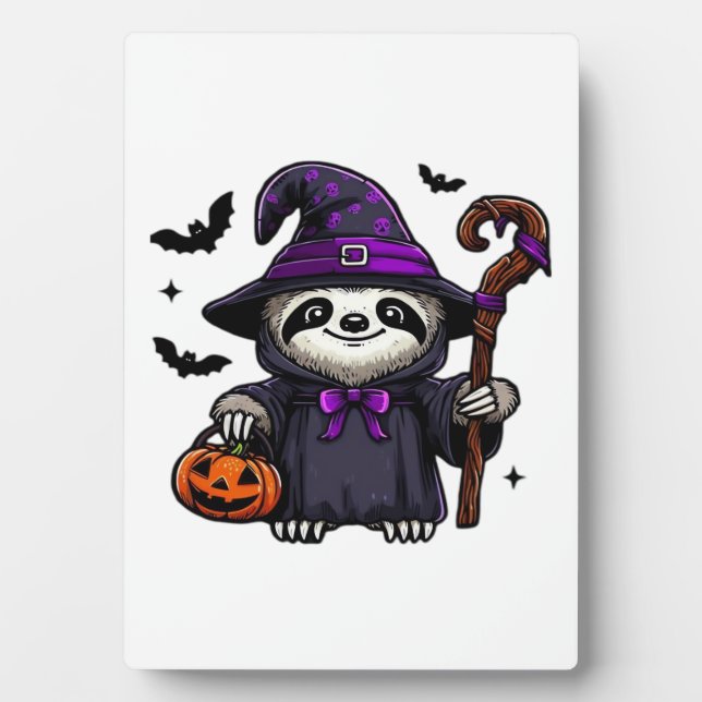 Scary Halloween Sloth Witch Hat Costume Spooky Sea Plaque (Front)