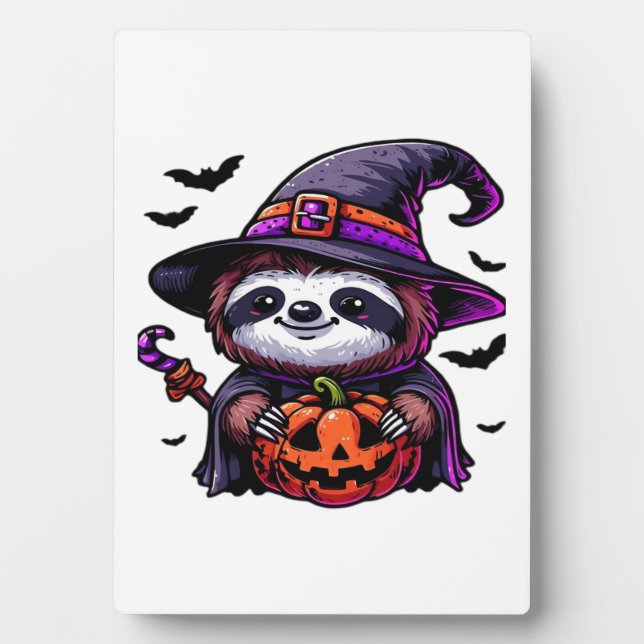 Scary Halloween Sloth Witch Hat Costume Spooky Sea Plaque (Front)