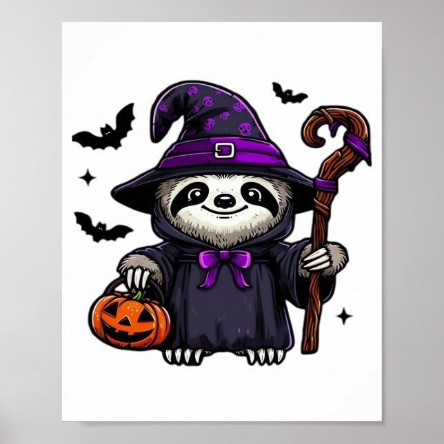 Scary Halloween Sloth Witch Hat Costume Spooky Sea Poster (Front)