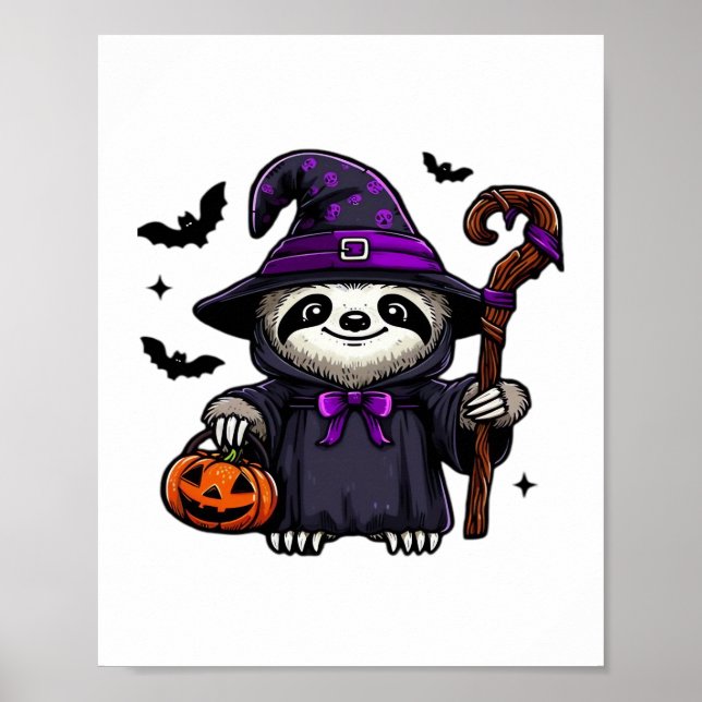 Scary Halloween Sloth Witch Hat Costume Spooky Sea Poster (Front)