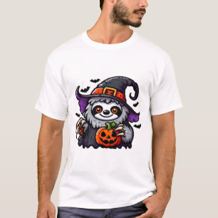 Scary Halloween Sloth Witch Hat Costume Spooky Sea T-Shirt