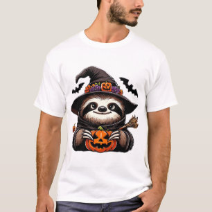 Scary Halloween Sloth Witch Hat Costume Spooky Sea T-Shirt