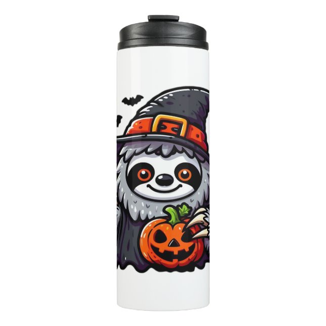 Scary Halloween Sloth Witch Hat Costume Spooky Sea Thermal Tumbler (Front)