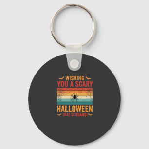 Scary Halloween Spider Web Sunset Design_1 Keychain