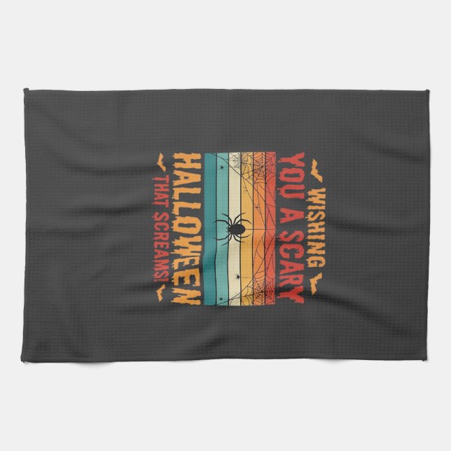 Scary Halloween Spider Web Sunset Design_1 Kitchen Towel (Horizontal)