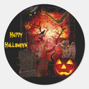 Scary Halloween Sticker (text customizable) 