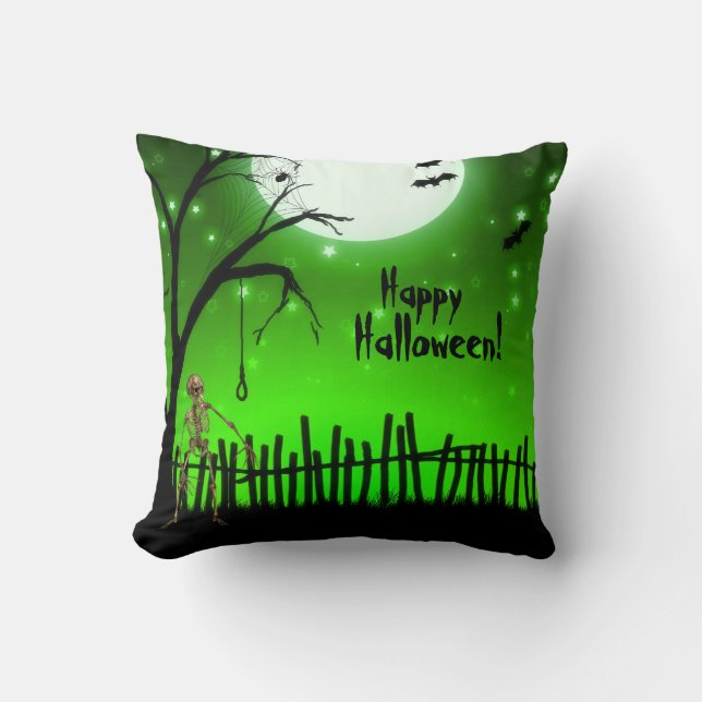 Scary Halloween Throw Pillow (Front)