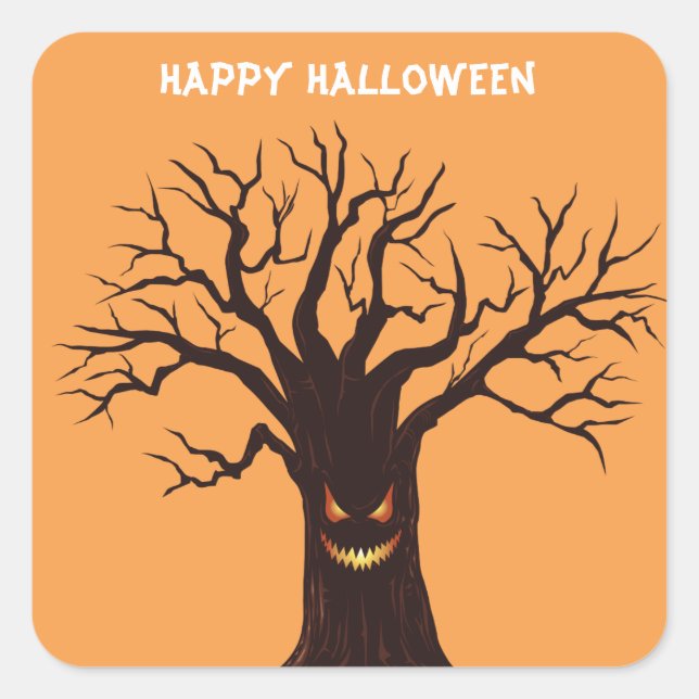 Scary Halloween Tree Square Sticker (Front)