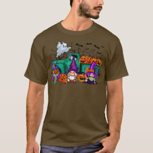 Scary Halloween Truck Gnomes Farmer Witch Pumpkin T-Shirt