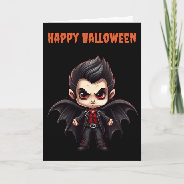 Scary Halloween Vampire Holiday Card (Front)