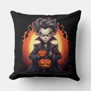 Scary Halloween Vampire Throw Pillow