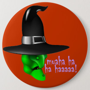 Scary Halloween Witch 6 Inch Round Button