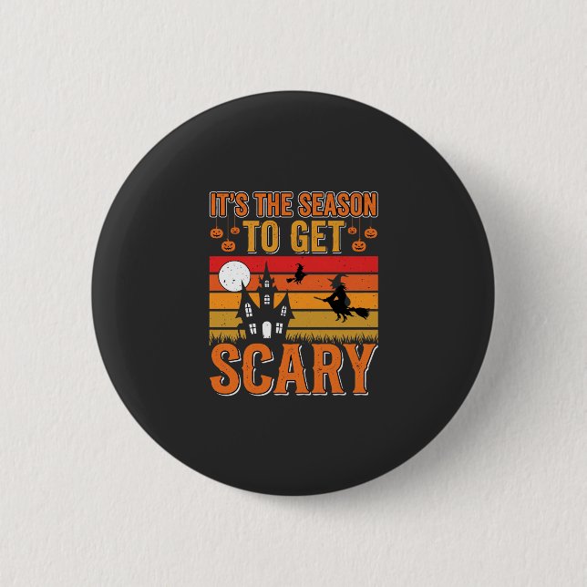 Scary Halloween Witch Haunted House Design_1 2 Inch Round Button (Front)