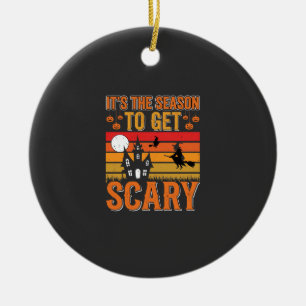 Scary Halloween Witch Haunted House Design_1 Ceramic Ornament