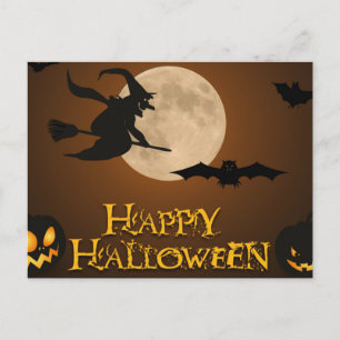 Scary Halloween Witch Night Postcard