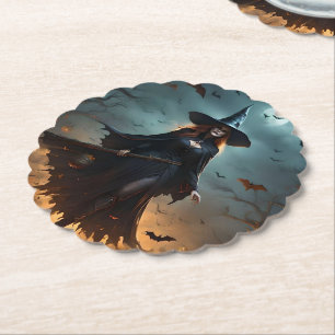 Scary Halloween Witch, Paper Coaster