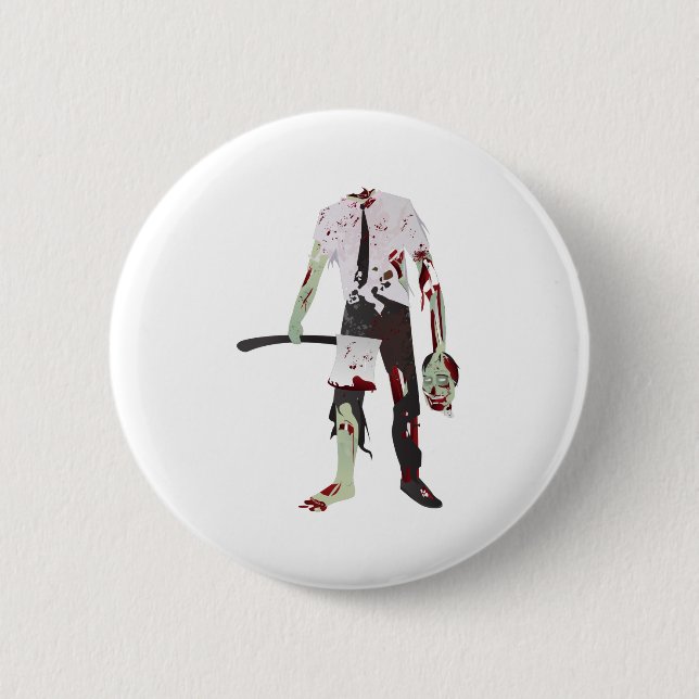 scary halloween zombie 2 inch round button (Front)