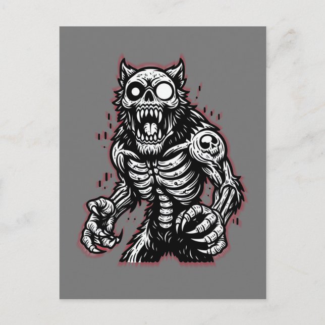 Scary Halloween Zombie Werewolf Postcard (Front)