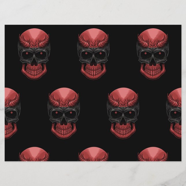 Scary Hallowern Skull Scrapbook Paper   (Front)