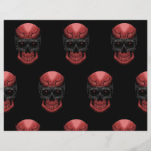 Scary Hallowern Skull Scrapbook Paper  