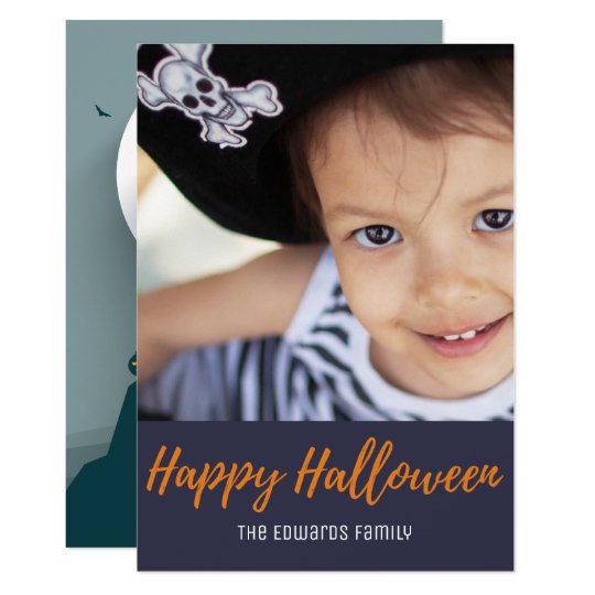 Scary Haunted House Full Moon Halloween Photo Card