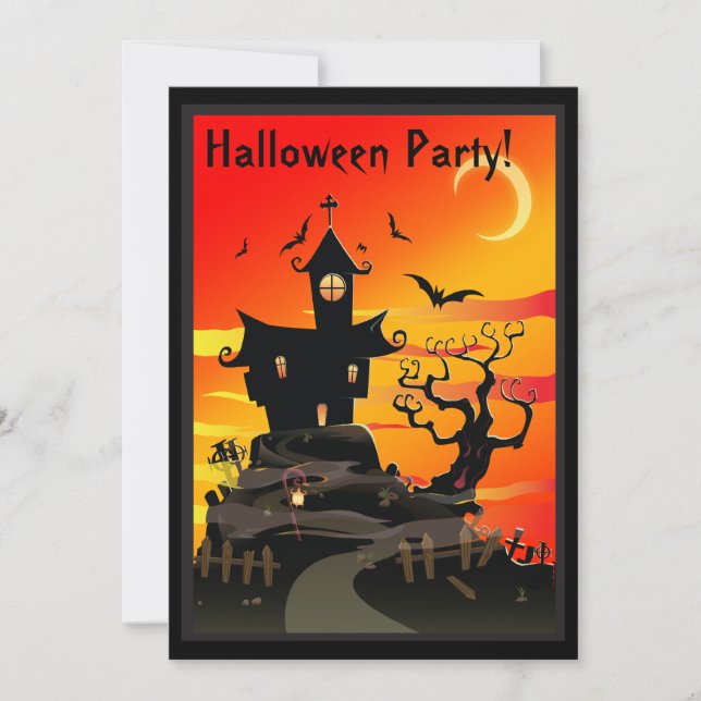 Scary Haunted House Halloween Party Invitation (Front)