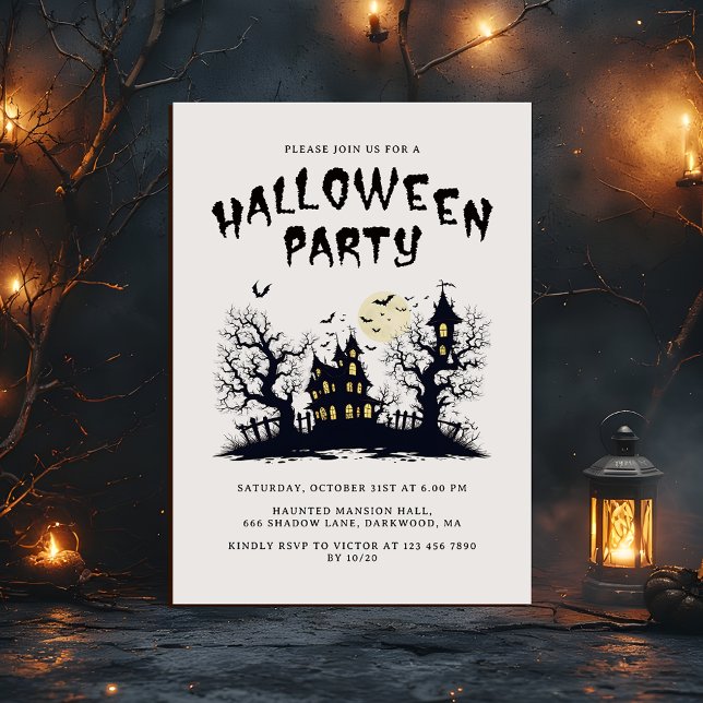 Scary Haunted House Modern Adults Halloween Party Invitation (Creator Uploaded)