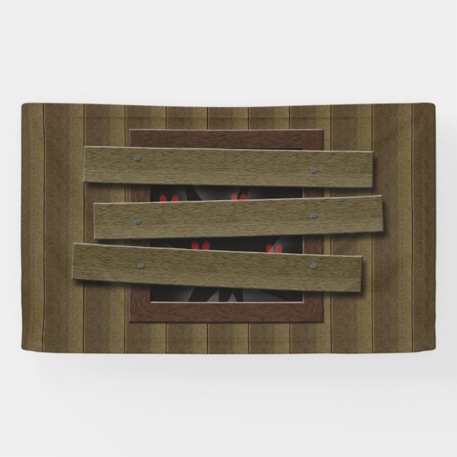 Scary Haunted House Prop Fake Window Eyes Banner (Horizontal)