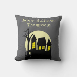 Scary Haunted House Throw Pillow