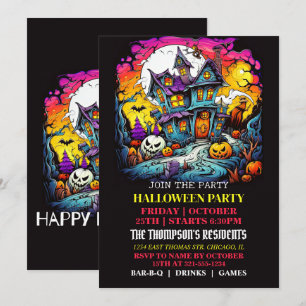 Scary Haunted Maison Halloween Invitations de fête