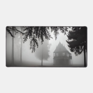 Scary Haunted Mansion In The Mist Desk Mat