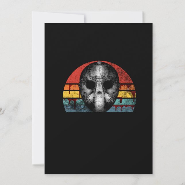 Scary Horror Movie Hockey Mask Retro Sunset Save The Date (Front)