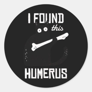 Scary I Found This Humerus Cat Black Humourous Med Classic Round Sticker
