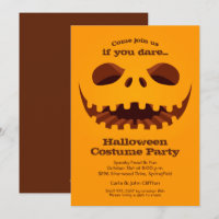 Scary Jack o' Lantern Face Halloween Invitations