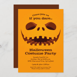 Scary Jack o' Lantern Face Halloween Invitations